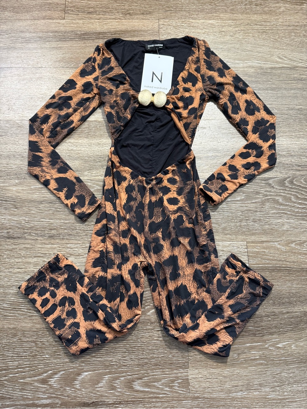 Naked Wardrobe Naked Print Cutout Capri Jumpsuit - Picture 4 of 6